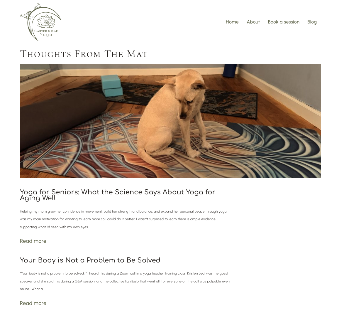 Carter & Rae Yoga blog, Thoughts From The Mat